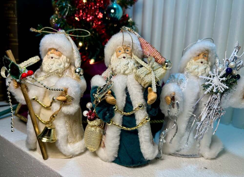 Vintage Santa Claus Christmas Ornaments Set Of 3 Tabletop Figures